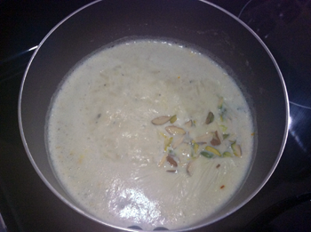 Boiling Milk Poha Nuts Spices