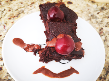 Almond Chocolate Brownies with Cherries